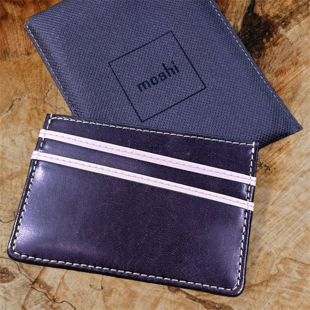 Moshi Lightweight Vegan Leather Slim Wallet, Deep Oak Brown, Like New